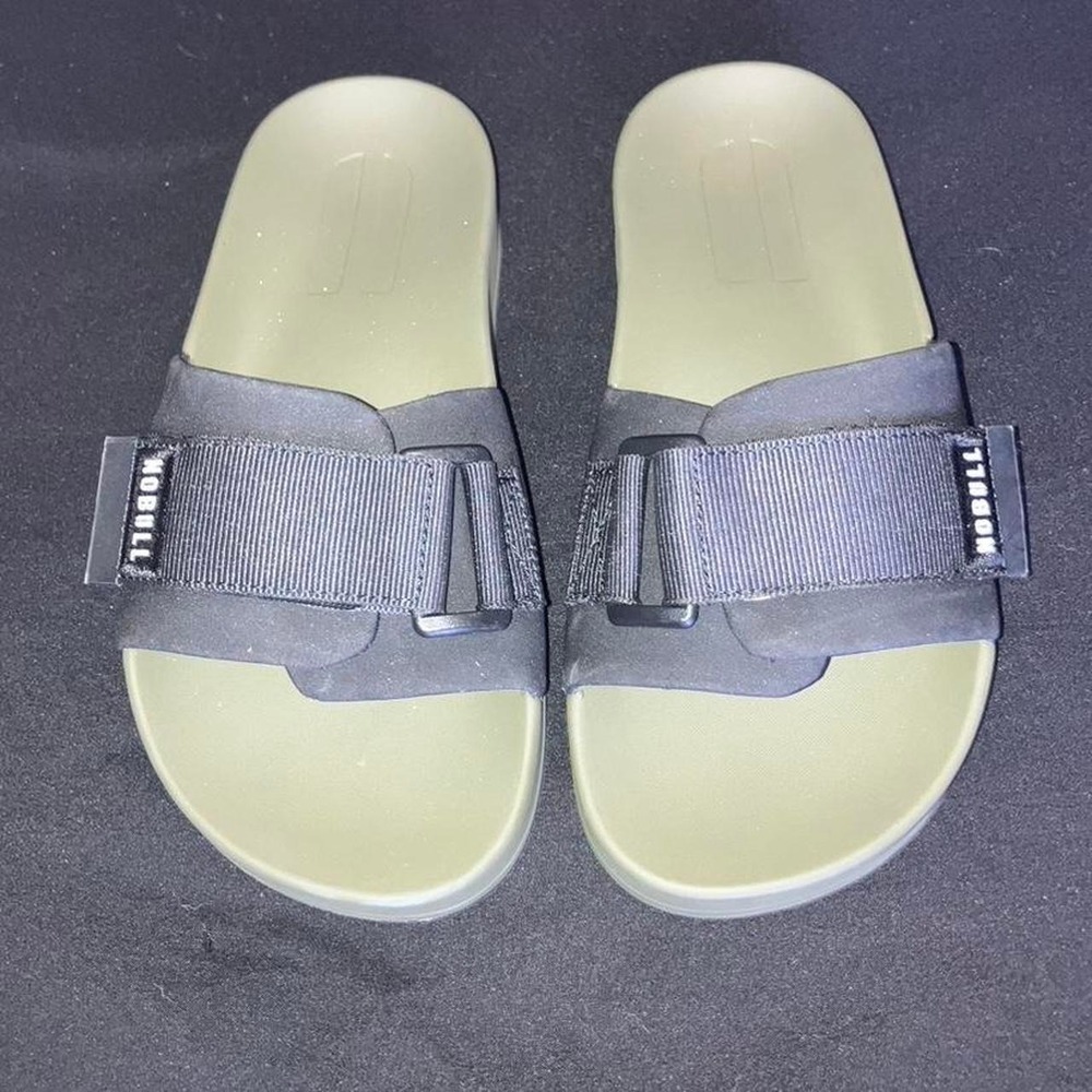 Nobull Black + Green Slides Size 3 Boys Size 4.5 Girls'